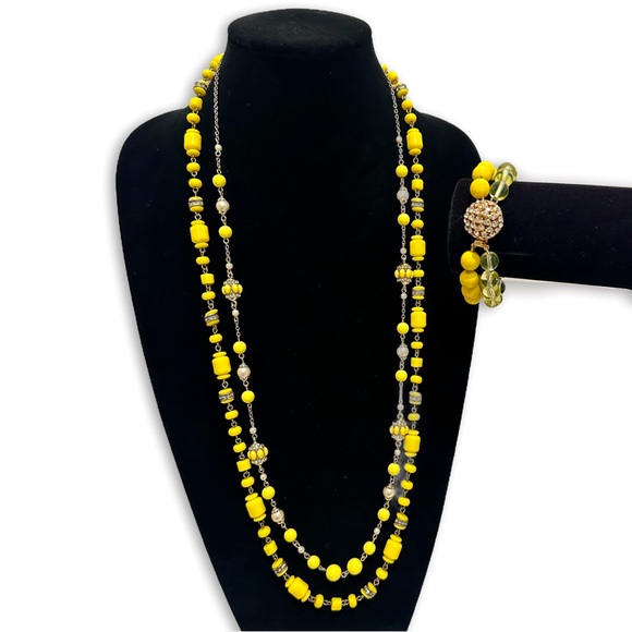 BANANA REPUBLIC & J.CREW PREPPY BUNDLE | Yellow Necklace & Bracelet Bundle | EUC - Picture 1 of 11